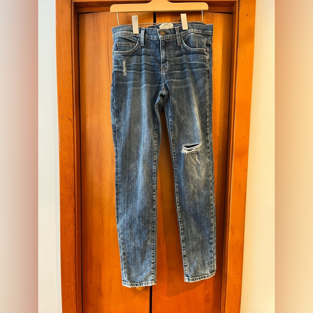 Current/Elliott Distressed Blue The Ankle Skinny